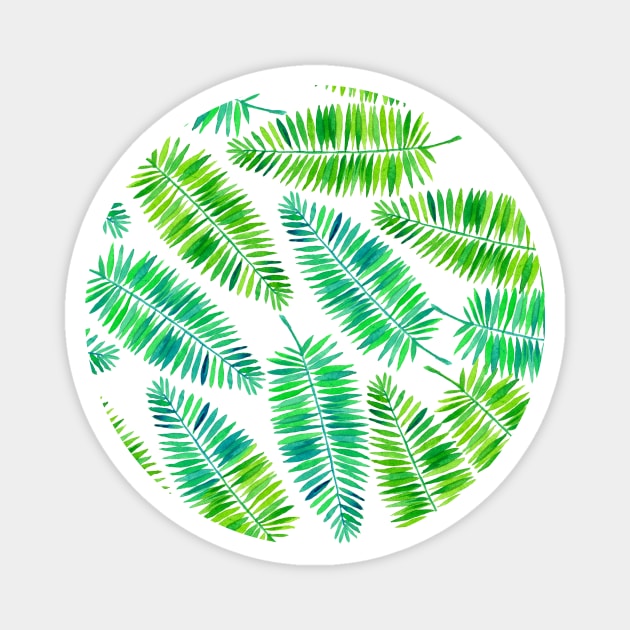 Watercolor palm leaves pattern Magnet by katerinamk